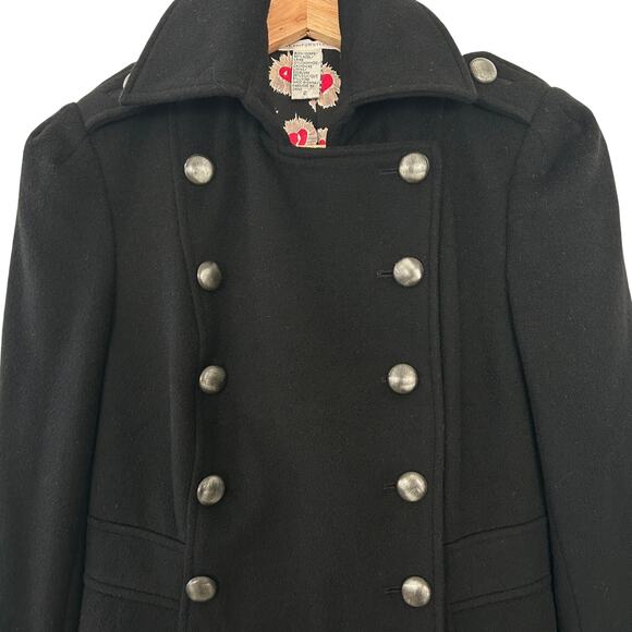 Diane von Furstenberg Womens Vintage Wool Cashmere Military Coat Sz. 2 Black - Picture 9 of 16